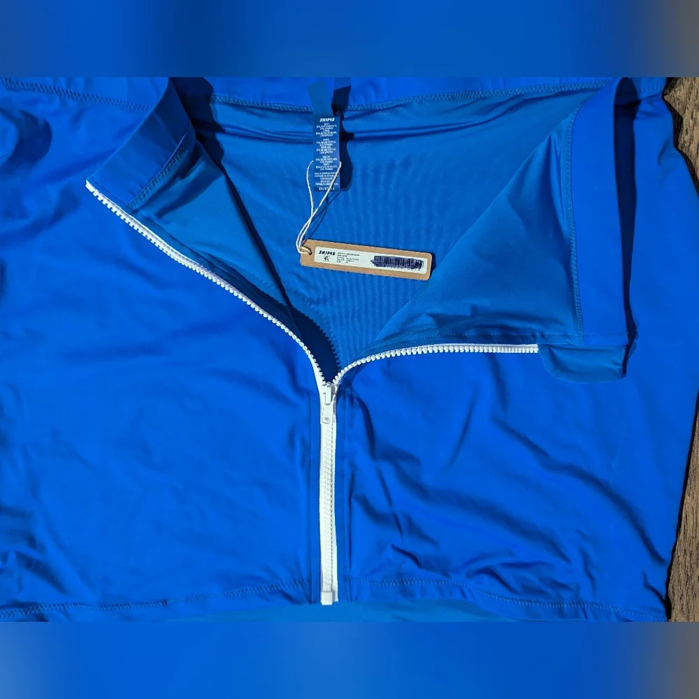 Skims Sporty Zipper Swim Mini Skirt Cover Up Cobalt Blue Size 2X NWT! Beach